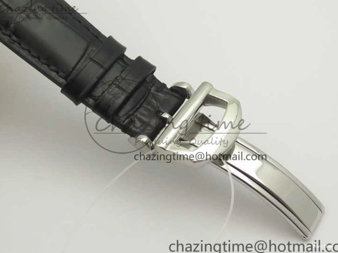 MIROTIME 0420 Fashionable Portofino Automatic SS TWF 1:1 Best Edition Silver Dial SS Markers on Black Leather Strap A 7200